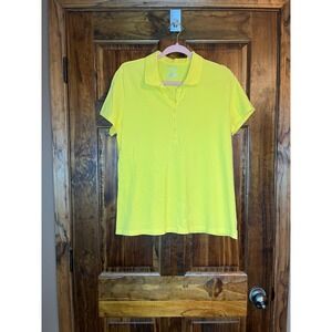 St‎ Johns Bay Womens Yellow Short Sleeve Collared Polo Shirt Size XL